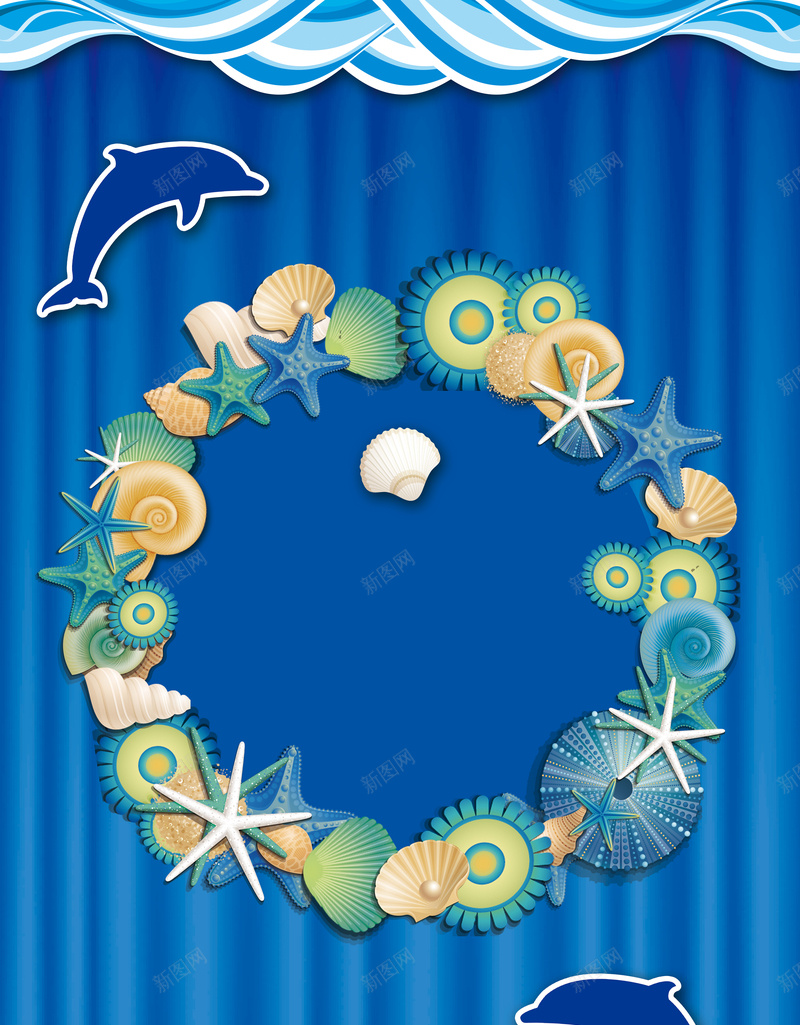 海洋生物海报背景psd设计背景_新图网 https://ixintu.com 宣传 海报 海洋 生物 背景 卡通 手绘 海豚