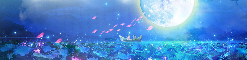 蓝色夜空banner背景psd设计背景_新图网 https://ixintu.com 蓝色 星空 夜空 圆月 海报banner 星云 星海 星际 科技 科幻 商务