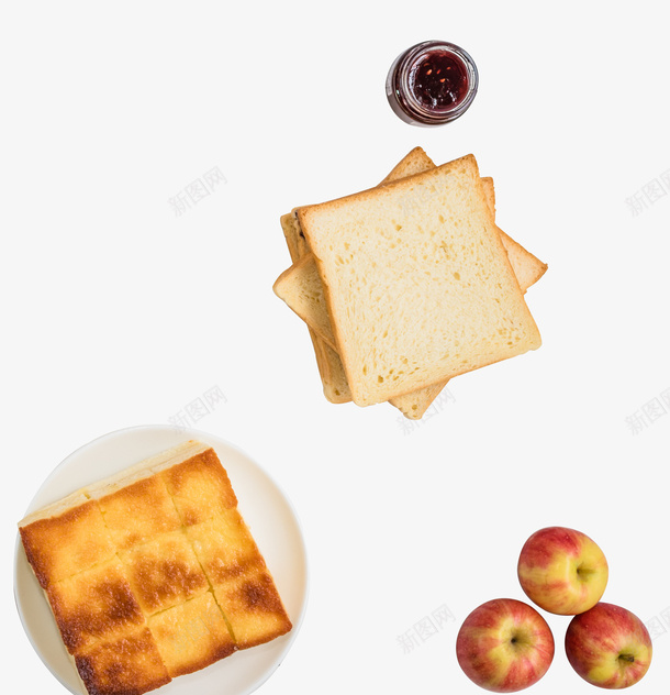 面包水果酱psd免抠素材_新图网 https://ixintu.com 苹果 面包 果酱 糕点