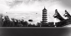 中式企业文化中式棋盘古塔背景素材高清图片