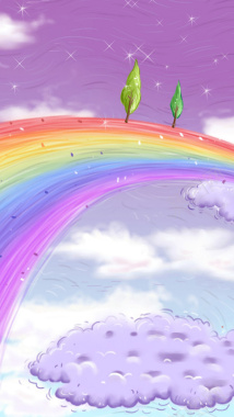 彩虹上的树木H5背景背景