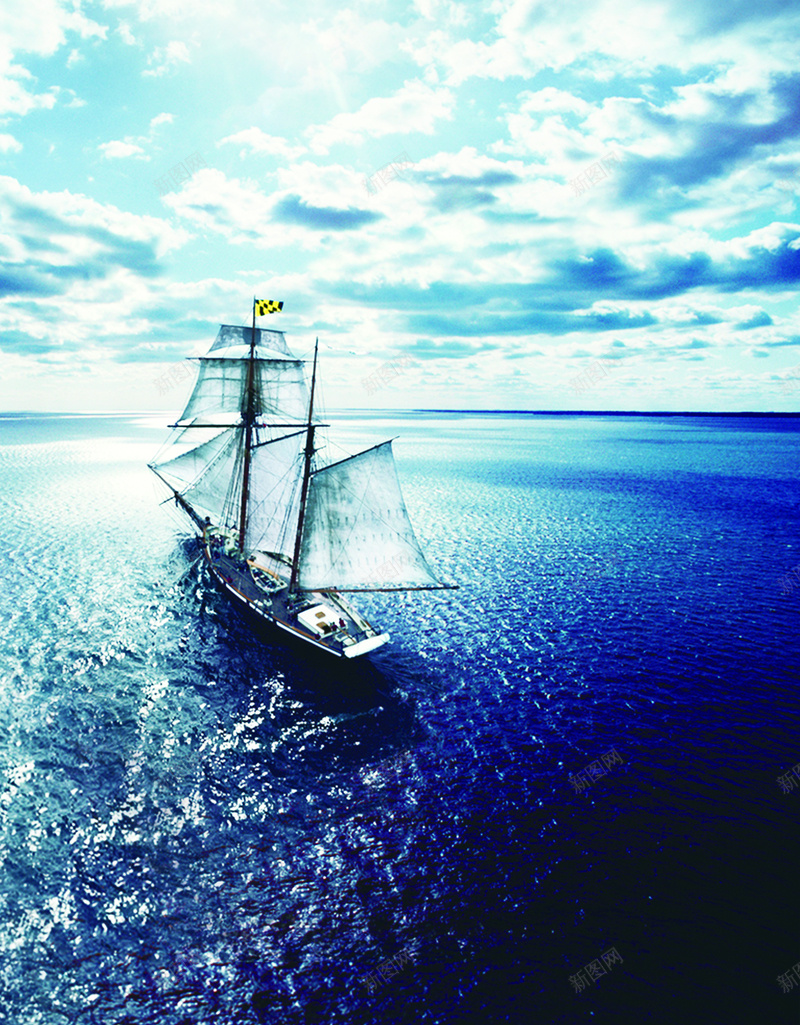 大海帆船印刷背景jpg设计背景_新图网 https://ixintu.com 蓝色 天空 海洋 大海帆船印刷背景