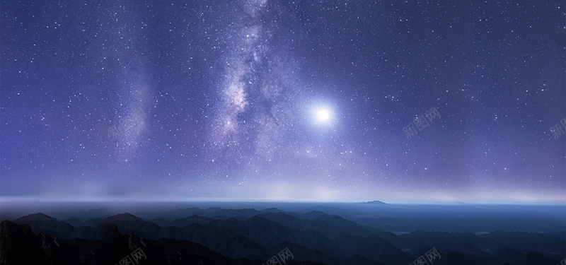 星空夜景山川天空背景图背景