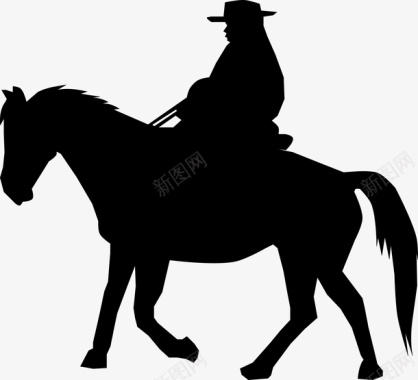 手绘骑马的人物轮廓png图标