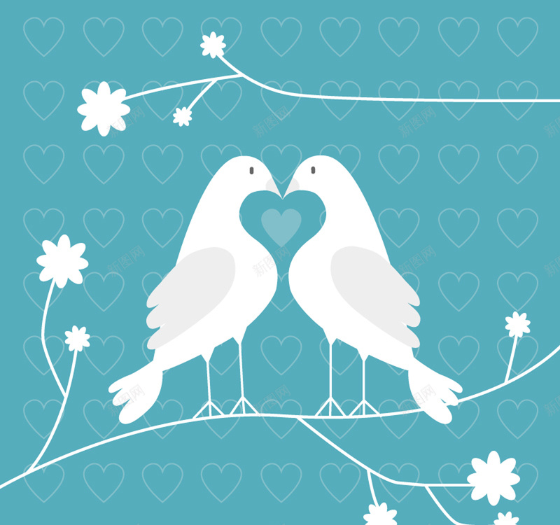树枝上的白色情侣鸟背景素材jpg设计背景_新图网 https://ixintu.com 树枝 海报 白色 纹理 质感 情侣鸟