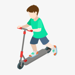 拉板车的卡通人物儿童滑板车PNG下载高清图片