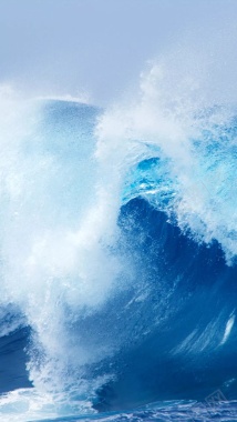 蓝色汹涌海浪摄影H5背景背景
