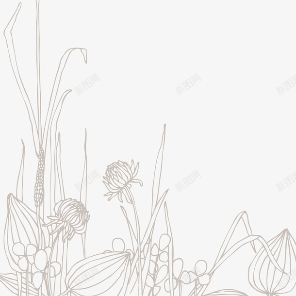 线描花卉素材ai免抠素材_新图网 https://ixintu.com 可爱 线描 花朵 花卉 植物 矢量 花纹 图案