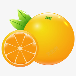 橘色手绘橙子水果素材