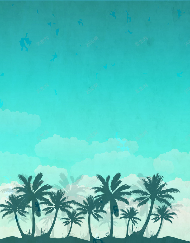 椰树林H5背景jpg设计背景_新图网 https://ixintu.com 卡通 夏日 小岛 椰树 海洋 彩色 H5背景 H5 h5 童趣 手绘