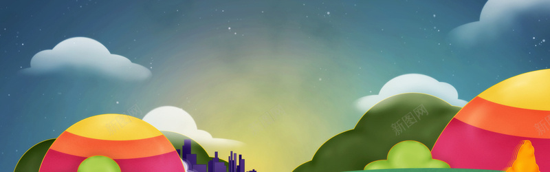白云扁平背景jpg设计背景_新图网 https://ixintu.com 海报banner 几何 彩色 扁平 渐变