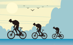 山地车海报手绘骑者剪影骑行比赛海报背景素材高清图片