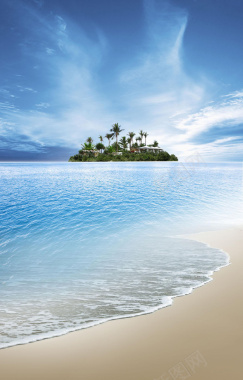 夏日海滩风景摄影平面广告背景