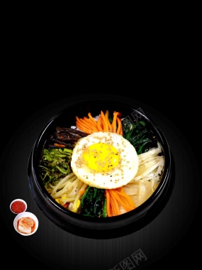 石锅拌饭韩式美食海报背景模板背景