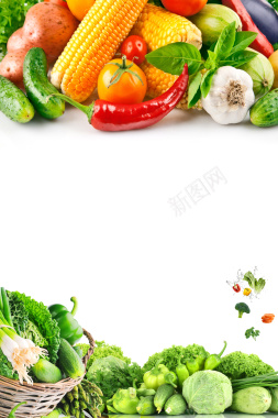 新鲜蔬菜白色背景简约海报背景