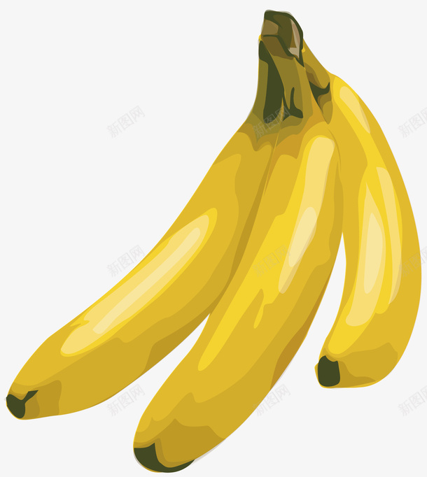 三个手绘香蕉ai免抠素材_新图网 https://ixintu.com 矢量图 手绘图案 香蕉 水果 黄色食物 浅黄色果肉 水果蔬菜