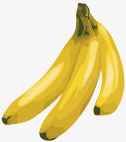 香蕉浅黄色三个手绘香蕉高清图片