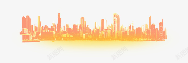 城市水彩画效果素材psd免抠素材_新图网 https://ixintu.com 城市 水彩画 效果 素材 黄色