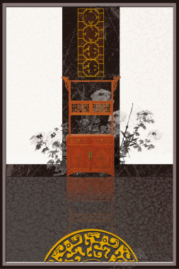 中式古典家居家具海报背景背景