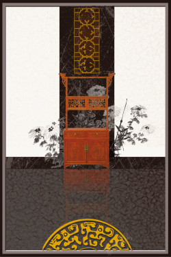 红木家具床中式古典家居家具海报背景高清图片