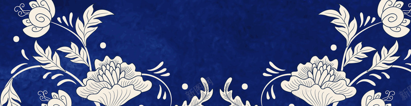 蓝色花卉banner背景jpg设计背景_新图网 https://ixintu.com 海报banner 古典背景 纹理 质感