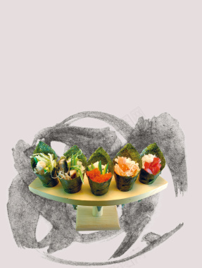 灰色日料寿司美食海报背景背景
