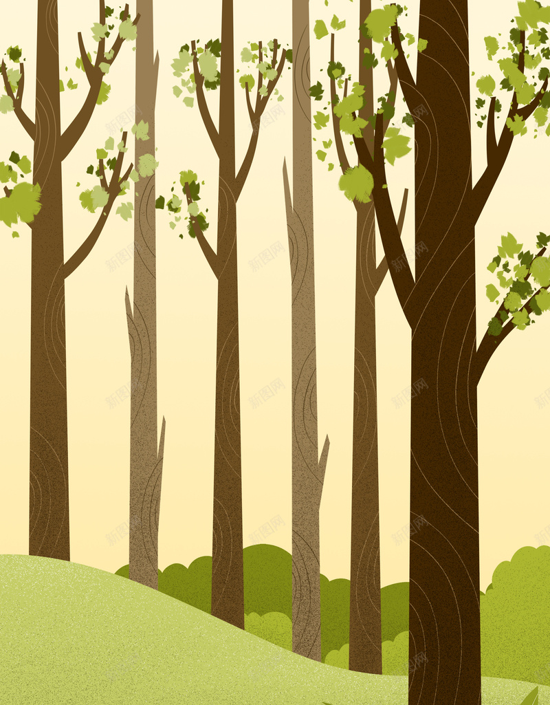 绿色森林手绘海报jpg设计背景_新图网 https://ixintu.com 绿色森林 手绘 春季 树林 立春 节气 海报 广告 背景