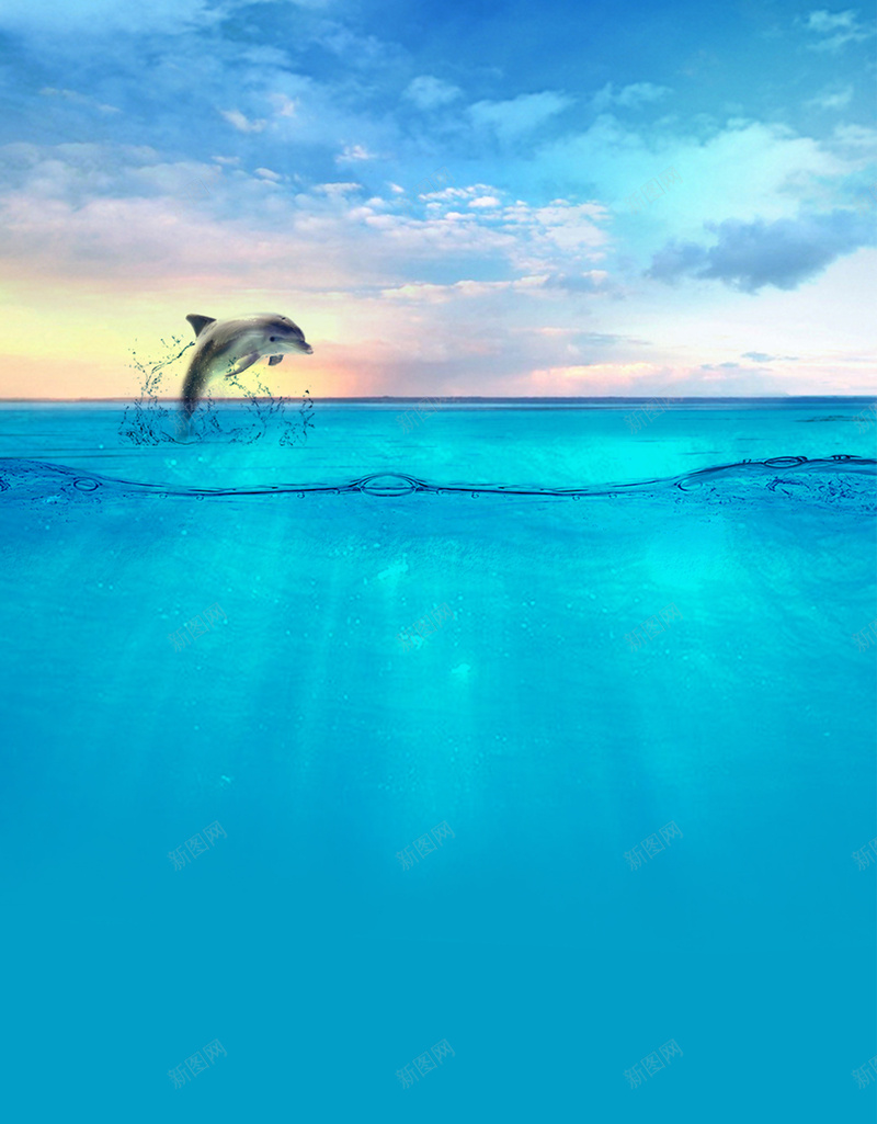 大气深海海豚化妆品平面广告jpg设计背景_新图网 https://ixintu.com 平面广告 化妆品 大气 海豚 深海 水纹 天空 展板