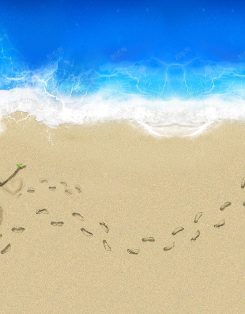 海滩上的脚印H5背景jpg设计背景_新图网 https://ixintu.com 蓝色 渐变 脚印 沙滩 海浪 H5 h5 摄影 风景