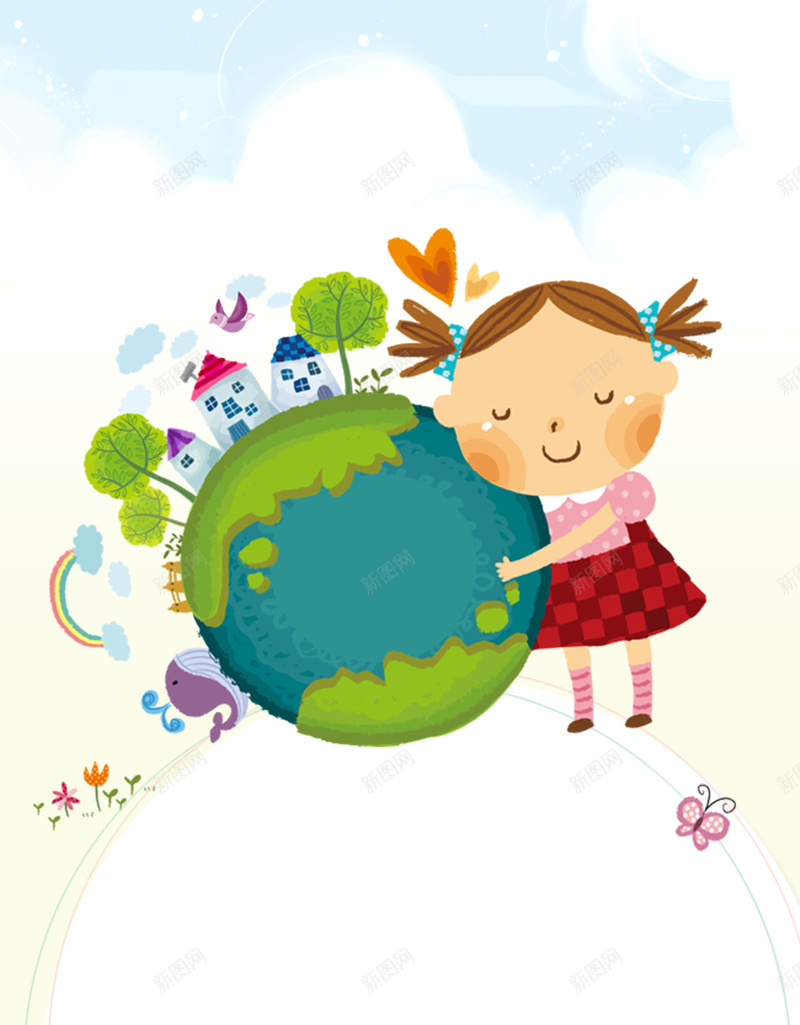 卡通地球海报背景素材psd设计背景_新图网 https://ixintu.com 绿色 草地 背景 儿童 卡通 海报 地球 环保 童趣 手绘