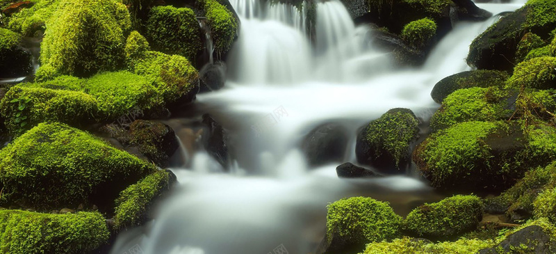 山水自然美丽风景bannerjpg设计背景_新图网 https://ixintu.com 瀑布 水雾 小山 植物 海报banner 摄影 风景