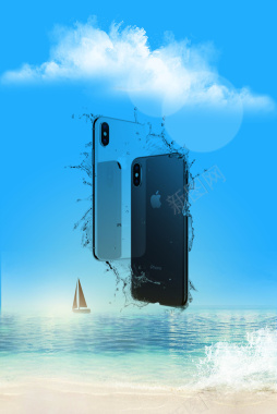 手机海洋天空背景图背景