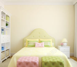 家居空间卧室场景贴图绿色清新卧室家居场景背景素材高清图片