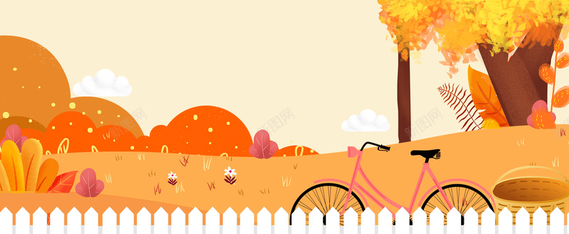 秋季自行车出游卡通背景背景