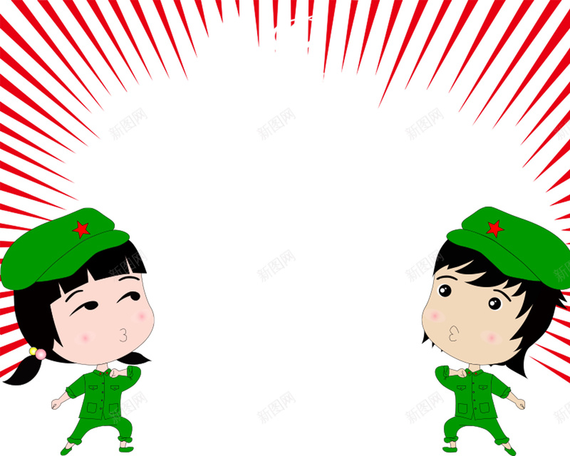 红军小人背景jpg设计背景_新图网 https://ixintu.com 人 卡通 红军 星星 白色 童趣 手绘