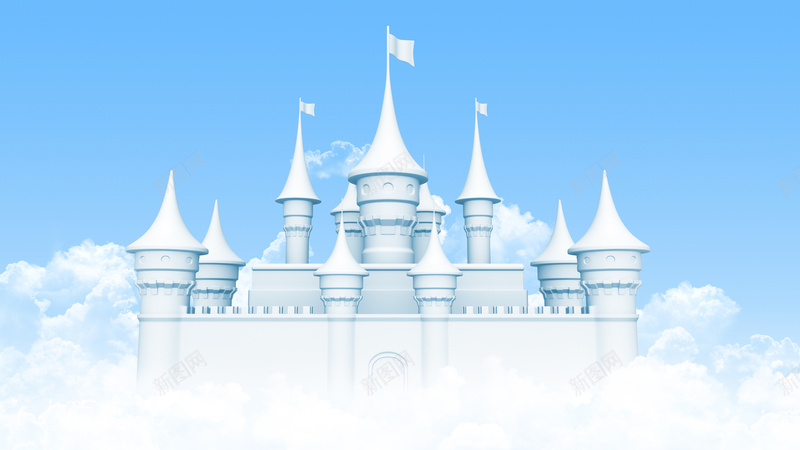 蓝天白云与城堡建筑物jpg设计背景_新图网 https://ixintu.com 建筑物 城堡 白云 童趣 蓝天 PPT 卡通 手绘