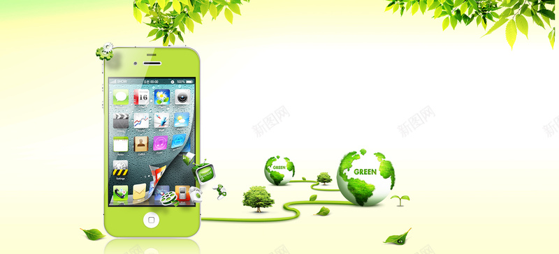 手机绿色环保广告背景