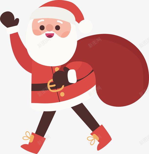 圣诞老人背包免抠素材png免抠素材_新图网 https://ixintu.com 矢量图案 圣诞老人 红色背包 扁平化 卡通人物 彩色底纹