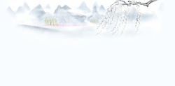 古典详情页水墨柳树背景高清图片