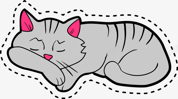 卡通灰色睡觉的猫咪png免抠素材_新图网 https://ixintu.com 卡通 睡觉的猫咪 灰色 午休 矢量图案 宠物动物 贴纸