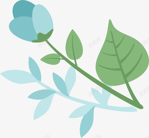 扁平化蓝色植物花卉png免抠素材_新图网 https://ixintu.com 清新 蓝色 卡通 扁平化 装饰图案 花卉 矢量图案