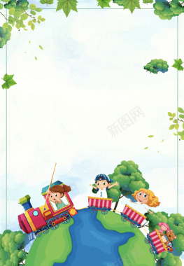 绿色手绘卡通儿童植物节海报背景