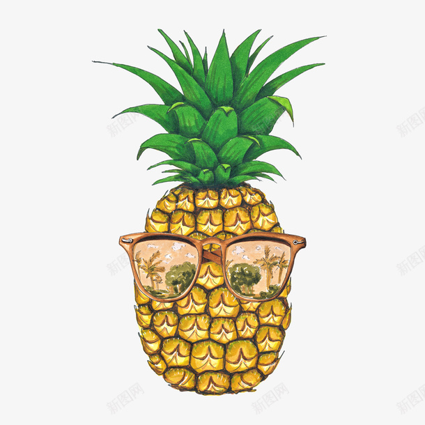 戴眼镜的菠萝水果png免抠素材_新图网 https://ixintu.com 水果 菠萝 眼镜 装饰图 免抠图 装饰画 效果图