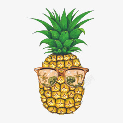 戴眼镜的菠萝水果素材