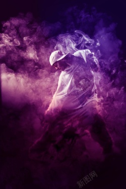 张力紫色烟雾篮球背景图高清图片