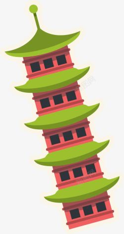 中国建筑塔贴纸免抠素材素材