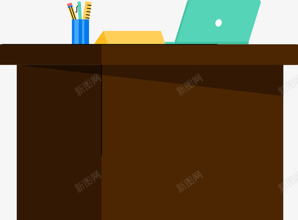 插画办公桌现代png免抠素材_新图网 https://ixintu.com 插画 木头 桌子 褐色 扁平