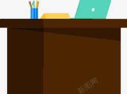 褐色桌子插画办公桌现代高清图片