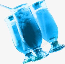 蓝色夏日冰爽水杯效果素材