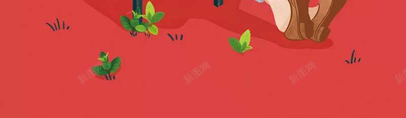 花店宣传海报设计psd设计背景_新图网 https://ixintu.com 人物 宣传 植物 绿色 花店 店铺 文艺 清新 个性 红底